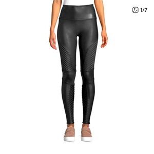 SPANX Black Faux Leather Moto Leggings